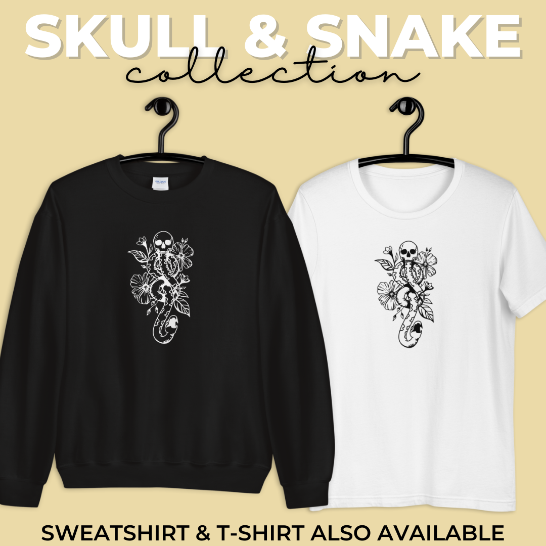Dark Wizard Skull and Snake Floral Sticker