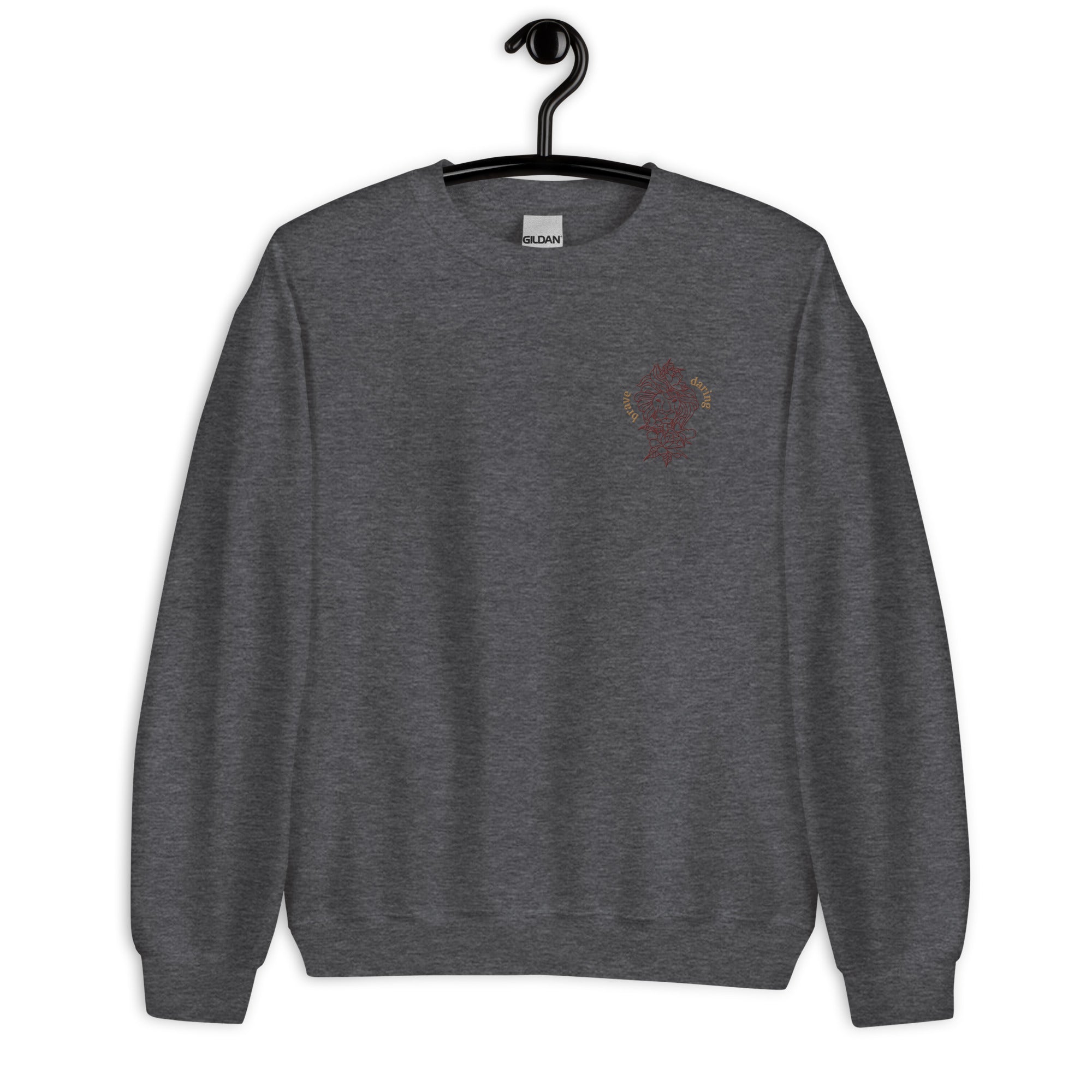 Daring and Brave Embroidered Lion Unisex Sweatshirt