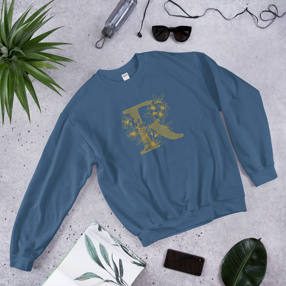 R Initial Floral Unisex Sweatshirt