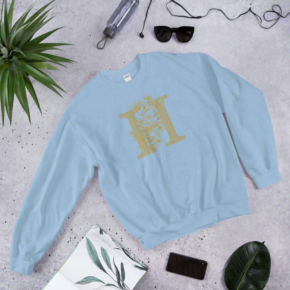 H Initial Floral Unisex Sweatshirt