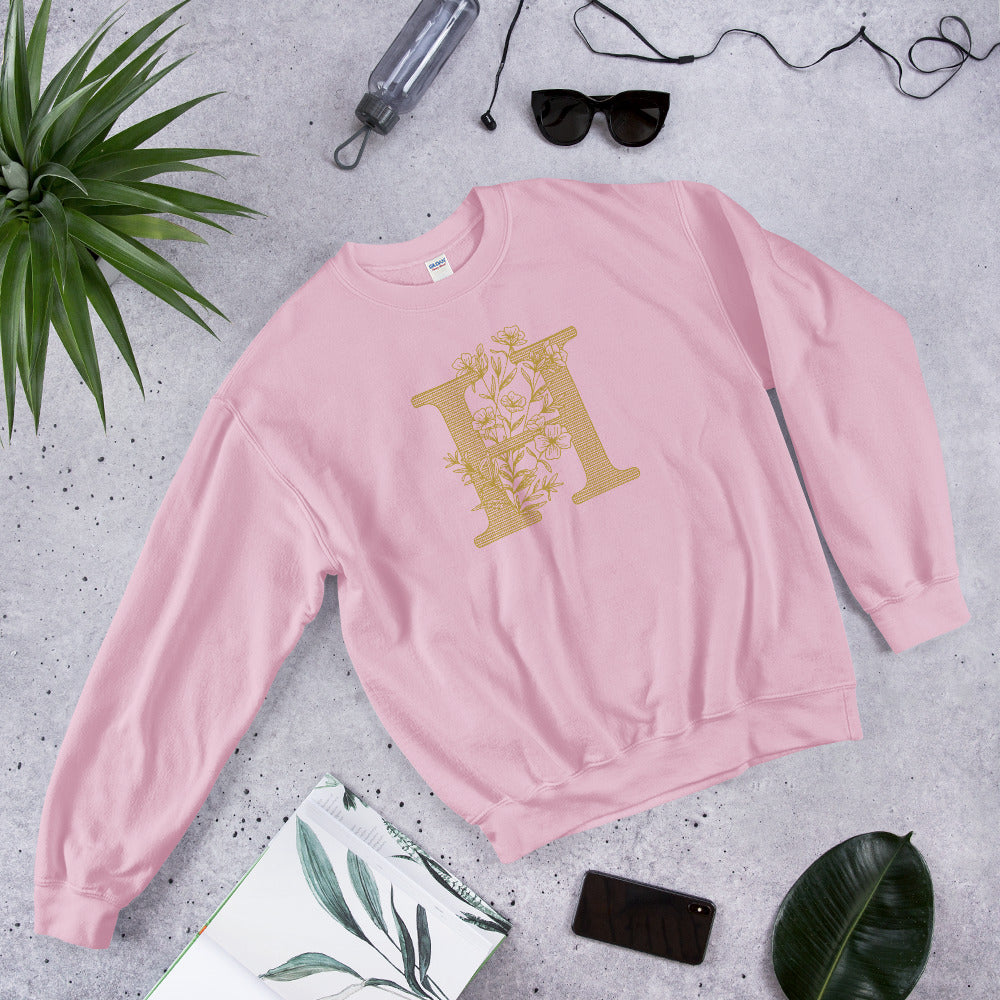 H Initial Floral Unisex Sweatshirt