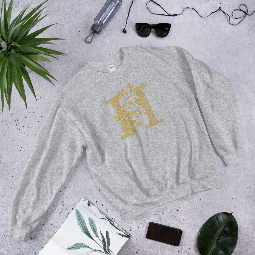 H Initial Floral Unisex Sweatshirt