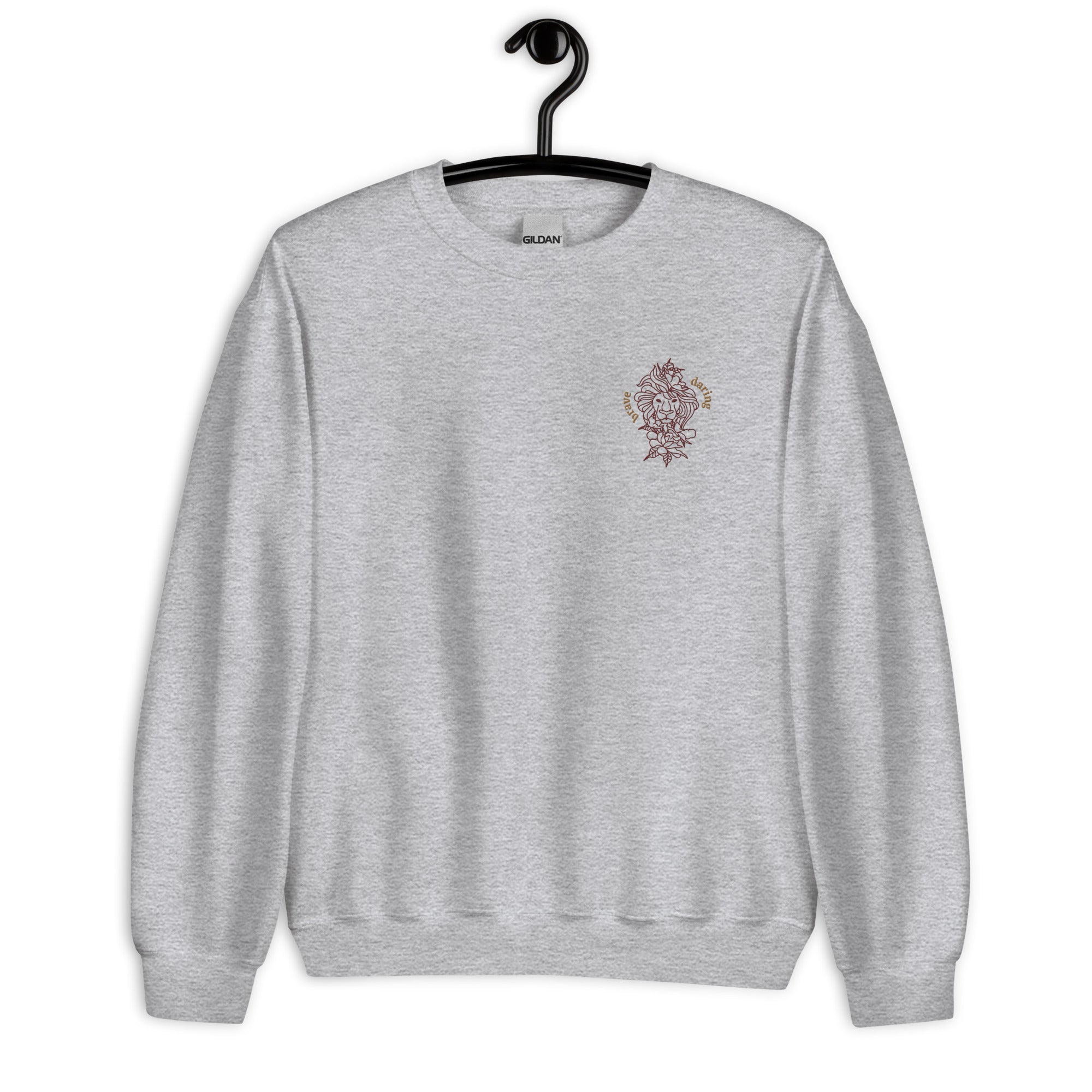 Daring and Brave Embroidered Lion Unisex Sweatshirt