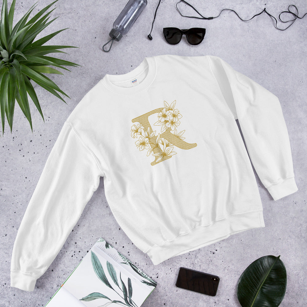 R Initial Floral Unisex Sweatshirt