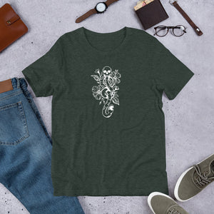 Dark Wizard Skull and Snake Floral Unisex T-Shirt