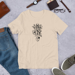 Dark Wizard Skull and Snake Floral Unisex T-Shirt